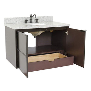 Bellaterra Home Vanity BellaTerra Home 37" Single wall mount vanity in Cappuccino finish with Gray granite top and Oval Sink 400503-CAB-CP-GYO