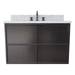 Bellaterra Home Vanity BellaTerra Home 37" Single wall mount vanity in Cappuccino finish with Gray granite top and Oval Sink 400503-CAB-CP-GYO