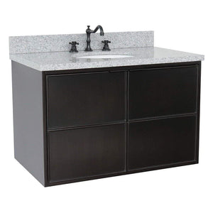Bellaterra Home Vanity BellaTerra Home 37" Single wall mount vanity in Cappuccino finish with Gray granite top and Oval Sink 400503-CAB-CP-GYO