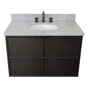 Bellaterra Home Vanity BellaTerra Home 37" Single wall mount vanity in Cappuccino finish with Gray granite top and Oval Sink 400503-CAB-CP-GYO