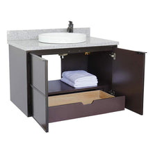 Load image into Gallery viewer, Bellaterra Home Vanity BellaTerra Home 37&quot; Single wall mount vanity in Cappuccino finish with Gray granite top and Round Sink 400503-CAB-CP-GYRD