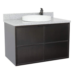 Bellaterra Home Vanity BellaTerra Home 37" Single wall mount vanity in Cappuccino finish with Gray granite top and Round Sink 400503-CAB-CP-GYRD