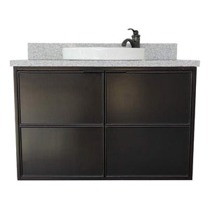 Bellaterra Home Vanity BellaTerra Home 37" Single wall mount vanity in Cappuccino finish with Gray granite top and Round Sink 400503-CAB-CP-GYRD