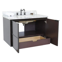 Load image into Gallery viewer, Bellaterra Home Vanity BellaTerra Home 37&quot; Single wall mount vanity in Cappuccino finish with White Carrara top and Rectangle Sink 400503-CAB-CP-WMR