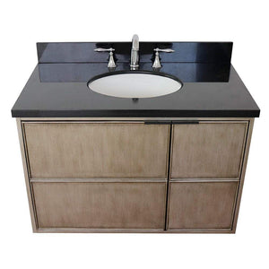Bellaterra Home Vanity BellaTerra Home 37" Single wall mount vanity in Linen Brown finish with Black Galaxy top and Oval Sink 400500-CAB-LN-BGO