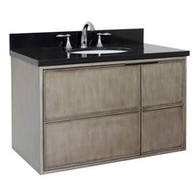 Load image into Gallery viewer, Bellaterra Home Vanity BellaTerra Home 37&quot; Single wall mount vanity in Linen Brown finish with Black Galaxy top and Oval Sink 400500-CAB-LN-BGO
