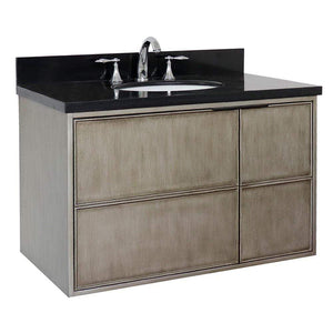 Bellaterra Home Vanity BellaTerra Home 37" Single wall mount vanity in Linen Brown finish with Black Galaxy top and Oval Sink 400500-CAB-LN-BGO