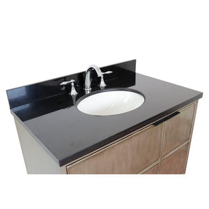 Bellaterra Home Vanity BellaTerra Home 37" Single wall mount vanity in Linen Brown finish with Black Galaxy top and Oval Sink 400500-CAB-LN-BGO