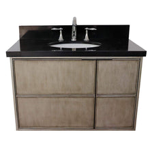 Load image into Gallery viewer, Bellaterra Home Vanity BellaTerra Home 37&quot; Single wall mount vanity in Linen Brown finish with Black Galaxy top and Oval Sink 400500-CAB-LN-BGO