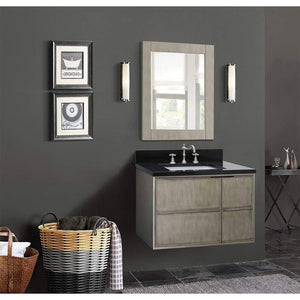 Bellaterra Home Vanity BellaTerra Home 37" Single wall mount vanity in Linen Brown finish with Black Galaxy top and Rectangle Sink 400500-CAB-LN-BGR