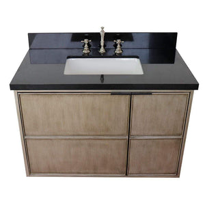 Bellaterra Home Vanity BellaTerra Home 37" Single wall mount vanity in Linen Brown finish with Black Galaxy top and Rectangle Sink 400500-CAB-LN-BGR
