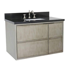 Load image into Gallery viewer, Bellaterra Home Vanity BellaTerra Home 37&quot; Single wall mount vanity in Linen Brown finish with Black Galaxy top and Rectangle Sink 400500-CAB-LN-BGR