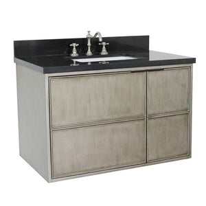 Bellaterra Home Vanity BellaTerra Home 37" Single wall mount vanity in Linen Brown finish with Black Galaxy top and Rectangle Sink 400500-CAB-LN-BGR