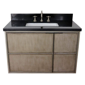 Bellaterra Home Vanity BellaTerra Home 37" Single wall mount vanity in Linen Brown finish with Black Galaxy top and Rectangle Sink 400500-CAB-LN-BGR