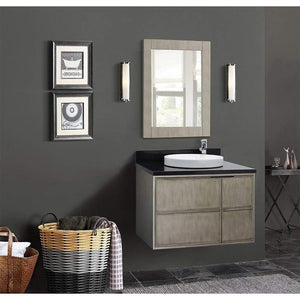 Bellaterra Home Vanity BellaTerra Home 37" Single wall mount vanity in Linen Brown finish with Black Galaxy top and Round Sink 400500-CAB-LN-BGRD