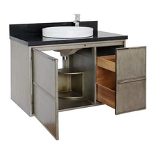 Load image into Gallery viewer, Bellaterra Home Vanity BellaTerra Home 37&quot; Single wall mount vanity in Linen Brown finish with Black Galaxy top and Round Sink 400500-CAB-LN-BGRD
