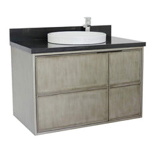 Load image into Gallery viewer, Bellaterra Home Vanity BellaTerra Home 37&quot; Single wall mount vanity in Linen Brown finish with Black Galaxy top and Round Sink 400500-CAB-LN-BGRD