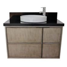Load image into Gallery viewer, Bellaterra Home Vanity BellaTerra Home 37&quot; Single wall mount vanity in Linen Brown finish with Black Galaxy top and Round Sink 400500-CAB-LN-BGRD