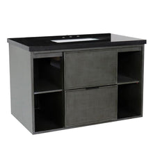 Load image into Gallery viewer, Bellaterra Home Vanity BellaTerra Home 37&quot; Single wall mount vanity in Linen Gray finish with Black Galaxy top and Rectangle Sink 400502-CAB-LY-BGR