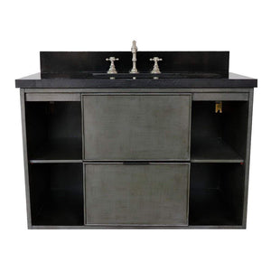 Bellaterra Home Vanity BellaTerra Home 37" Single wall mount vanity in Linen Gray finish with Black Galaxy top and Rectangle Sink 400502-CAB-LY-BGR