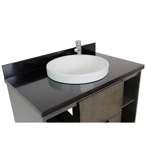 Bellaterra Home Vanity BellaTerra Home 37" Single wall mount vanity in Linen Gray finish with Black Galaxy top and Round Sink 400502-CAB-LY-BGRD