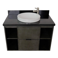 Load image into Gallery viewer, Bellaterra Home Vanity BellaTerra Home 37&quot; Single wall mount vanity in Linen Gray finish with Black Galaxy top and Round Sink 400502-CAB-LY-BGRD