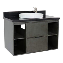 Load image into Gallery viewer, Bellaterra Home Vanity BellaTerra Home 37&quot; Single wall mount vanity in Linen Gray finish with Black Galaxy top and Round Sink 400502-CAB-LY-BGRD