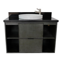 Load image into Gallery viewer, Bellaterra Home Vanity BellaTerra Home 37&quot; Single wall mount vanity in Linen Gray finish with Black Galaxy top and Round Sink 400502-CAB-LY-BGRD