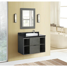 Load image into Gallery viewer, Bellaterra Home Vanity BellaTerra Home 37&quot; Single wall mount vanity in Linen Gray finish with Black Galaxy top and Round Sink 400502-CAB-LY-BGRD