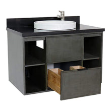 Load image into Gallery viewer, Bellaterra Home Vanity BellaTerra Home 37&quot; Single wall mount vanity in Linen Gray finish with Black Galaxy top and Round Sink 400502-CAB-LY-BGRD