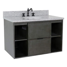 Load image into Gallery viewer, Bellaterra Home Vanity BellaTerra Home 37&quot; Single wall mount vanity in Linen Gray finish with Gray granite top and Oval Sink 400502-CAB-LY-GYO
