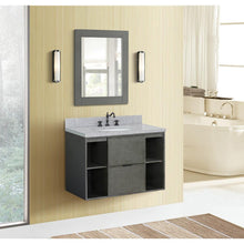 Load image into Gallery viewer, Bellaterra Home Vanity BellaTerra Home 37&quot; Single wall mount vanity in Linen Gray finish with Gray granite top and Oval Sink 400502-CAB-LY-GYO