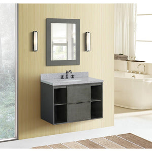 Bellaterra Home Vanity BellaTerra Home 37" Single wall mount vanity in Linen Gray finish with Gray granite top and Oval Sink 400502-CAB-LY-GYO