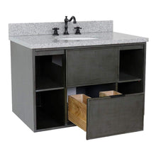 Load image into Gallery viewer, Bellaterra Home Vanity BellaTerra Home 37&quot; Single wall mount vanity in Linen Gray finish with Gray granite top and Oval Sink 400502-CAB-LY-GYO
