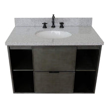 Load image into Gallery viewer, Bellaterra Home Vanity BellaTerra Home 37&quot; Single wall mount vanity in Linen Gray finish with Gray granite top and Oval Sink 400502-CAB-LY-GYO