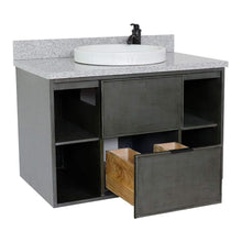 Load image into Gallery viewer, Bellaterra Home Vanity BellaTerra Home 37&quot; Single wall mount vanity in Linen Gray finish with Gray granite top and Round Sink 400502-CAB-LY-GYRD