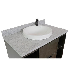 Bellaterra Home Vanity BellaTerra Home 37" Single wall mount vanity in Linen Gray finish with Gray granite top and Round Sink 400502-CAB-LY-GYRD