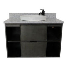 Load image into Gallery viewer, Bellaterra Home Vanity BellaTerra Home 37&quot; Single wall mount vanity in Linen Gray finish with Gray granite top and Round Sink 400502-CAB-LY-GYRD