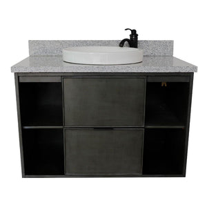 Bellaterra Home Vanity BellaTerra Home 37" Single wall mount vanity in Linen Gray finish with Gray granite top and Round Sink 400502-CAB-LY-GYRD