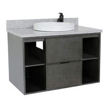 Load image into Gallery viewer, Bellaterra Home Vanity BellaTerra Home 37&quot; Single wall mount vanity in Linen Gray finish with Gray granite top and Round Sink 400502-CAB-LY-GYRD