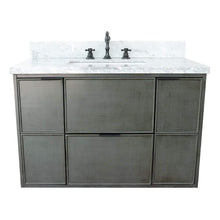 Load image into Gallery viewer, Bellaterra Home Vanity BellaTerra Home 37&quot; Single wall mount vanity in Linen Gray finish with White Carrara top and Rectangle Sink 400501-CAB-LY-WMR