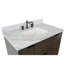 Load image into Gallery viewer, Bellaterra Home Vanity BellaTerra Home 37&quot; Single wall mount vanity in Linen Gray finish with White Carrara top and Rectangle Sink 400501-CAB-LY-WMR