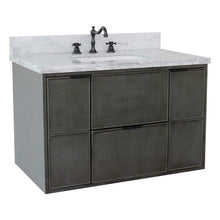 Load image into Gallery viewer, Bellaterra Home Vanity BellaTerra Home 37&quot; Single wall mount vanity in Linen Gray finish with White Carrara top and Rectangle Sink 400501-CAB-LY-WMR