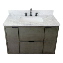 Load image into Gallery viewer, Bellaterra Home Vanity BellaTerra Home 37&quot; Single wall mount vanity in Linen Gray finish with White Carrara top and Rectangle Sink 400501-CAB-LY-WMR