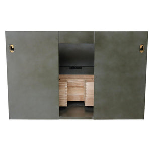 Bellaterra Home Vanity BellaTerra Home 37" Single wall mount vanity in Linen Gray finish with White Quartz top and Oval Sink 400501-CAB-LY-WEO