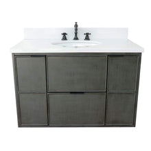 Load image into Gallery viewer, Bellaterra Home Vanity BellaTerra Home 37&quot; Single wall mount vanity in Linen Gray finish with White Quartz top and Oval Sink 400501-CAB-LY-WEO