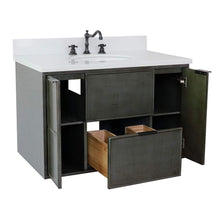 Load image into Gallery viewer, Bellaterra Home Vanity BellaTerra Home 37&quot; Single wall mount vanity in Linen Gray finish with White Quartz top and Oval Sink 400501-CAB-LY-WEO