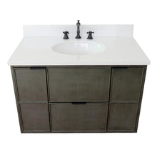 Load image into Gallery viewer, Bellaterra Home Vanity BellaTerra Home 37&quot; Single wall mount vanity in Linen Gray finish with White Quartz top and Oval Sink 400501-CAB-LY-WEO