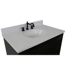 Load image into Gallery viewer, Bellaterra Home Vanity BellaTerra Home 37&quot; Single wall mount vanity in Linen Gray finish with White Quartz top and Oval Sink 400501-CAB-LY-WEO