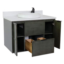 Load image into Gallery viewer, Bellaterra Home Vanity BellaTerra Home 37&quot; Single wall mount vanity in Linen Gray finish with White Quartz top and Round Sink 400501-CAB-LY-WERD